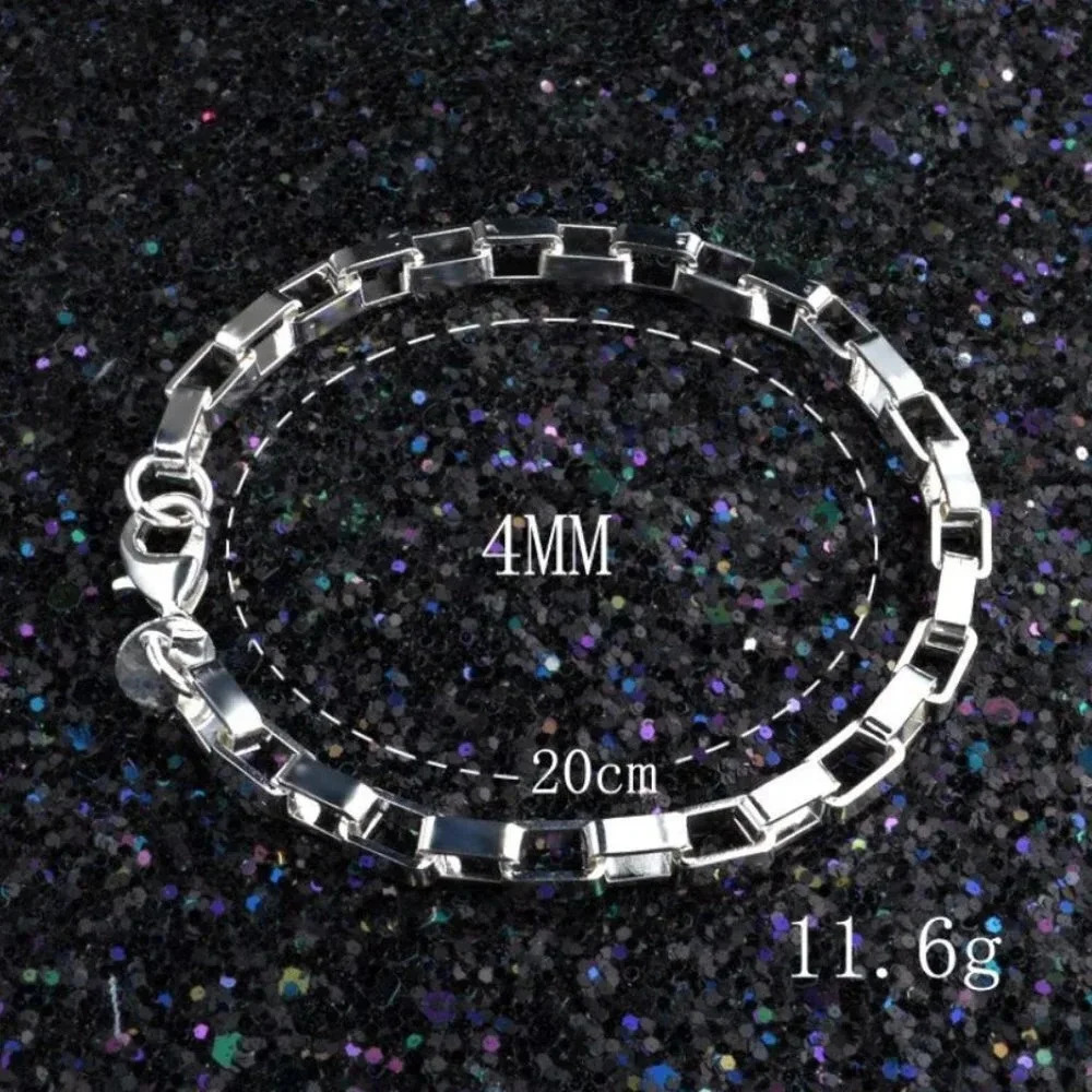 925 Sterling Silver Chain Link Bracelet 4 MM - Picture 5 of 5